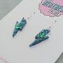Purple Glitter Lightning Bolt Earrings Small And Large, thumbnail 8 of 10