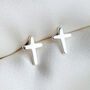 Sterling Silver Cross Screw Back Stud Earrings, thumbnail 2 of 5