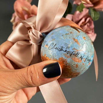 Personalised Gold Leaf Christmas Tree Bauble, 2 of 7