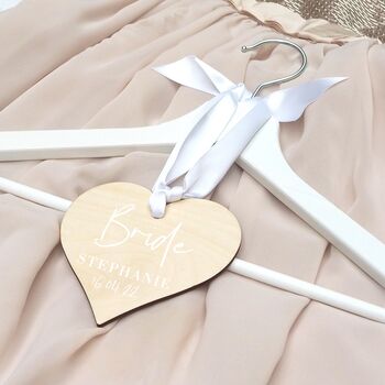 Personalised Brides Wedding Dress Hanger Heart Charm, 4 of 8