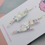 Large Iridescent Sprinkle Lightning Bolt Earrings, thumbnail 6 of 9