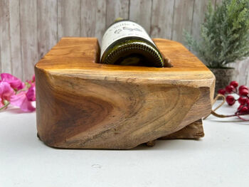 Hand Carved Driftwood Single Wine Bottle Holder Gift, 7 of 9