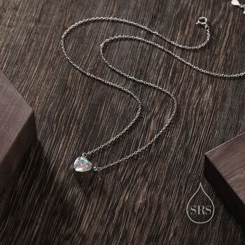 Aurora Ab Cz Heart Pendant Necklace, 3 of 12