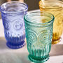 Set Of Four Vintage Colour Embossed Highball Tumblers, thumbnail 2 of 5