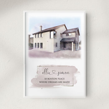 Personalised House Portrait With Colour Block Quote, 2 of 5