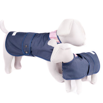 Personalised Navy Winter Waxed Dog Coat, 7 of 7