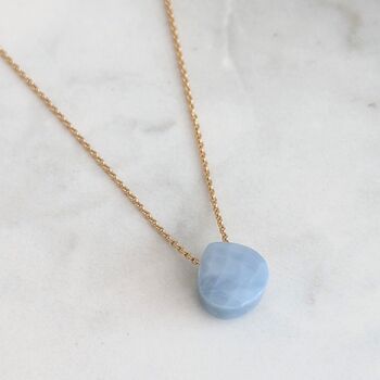 Blue Opal Teardrop October Birthstone Necklace, Gold, 4 of 6