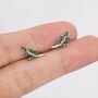 Emerald Green Leaf Stud Earrings In Sterling Silver, thumbnail 3 of 12