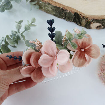 Blush Pink And Peach Bridal Flower Hair Comb, 3 of 10
