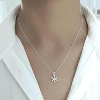 Sterling Silver Christmas Snowflake Charm Necklace, 3 of 8