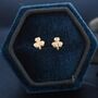 Cz Shamrock Tiny Stud Earrings In Sterling Silver, thumbnail 7 of 12