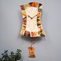 Ceramic Wall Clock Handmade Triangle Geometric Desing Multicoloured, thumbnail 1 of 6