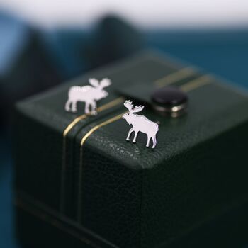Moose Stud Earrings In Sterling Silver, 6 of 12