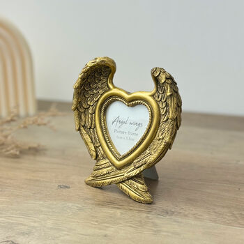 Standing Gold Angel Wing Photo Frame Remembrance Gift, 3 of 9