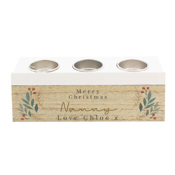 Personalised Christmas Foliage Triple Tea Light Holder And Storage Box, 4 of 4