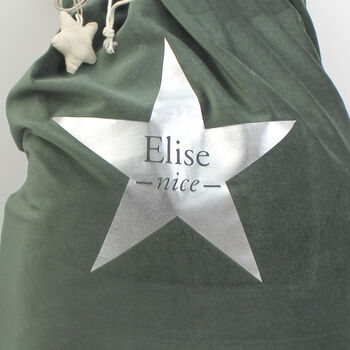 Personalised Large Santa Sack In Forest Green, 2 of 3