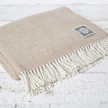 Personalised Neutral Beige Merino Wool Throw Collection, 3 of 8