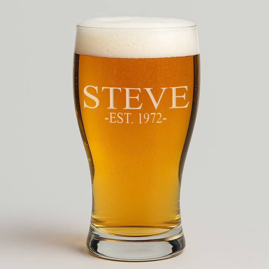 Personalised Birthday Name And Established Pint Glass, 1 of 4