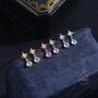 Sterling Silver Tiny Starburst And Moonstone Stud Earrings, thumbnail 5 of 11