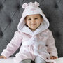 Personalised Pink Teddy Hooded Baby Dressing Gown, thumbnail 2 of 7