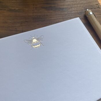Six Gold Bumblebee Hand Pressed Luxury Note Cards, 5 of 9