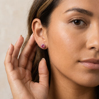 Sterling Silver October Tourmaline Birthstone Stud Earrings, 4 of 8