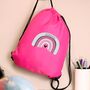 Personalised Drawstring Kit Bag With Rainbow, thumbnail 1 of 3