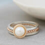 Silver And 9ct Gold Pearl Stacking Ring Set, thumbnail 1 of 7