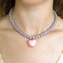 Pastel Purple Bead And Pink Heart Necklace, thumbnail 6 of 7