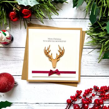 Handmade Stag Christmas Card For Him, 2 of 6