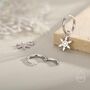 Sterling Silver Dainty Snowflake Huggie Hoop, thumbnail 4 of 10