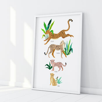 Personalised Cheetah Family Unframed Print, 3 of 9