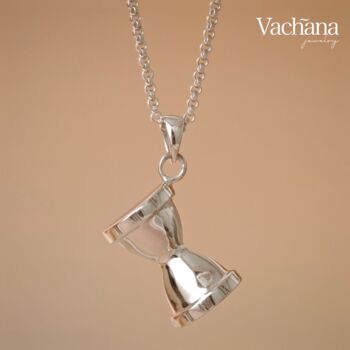 Hourglass Roman Numeral Gold Vermeil, Sterling Silver Necklace, 7 of 12