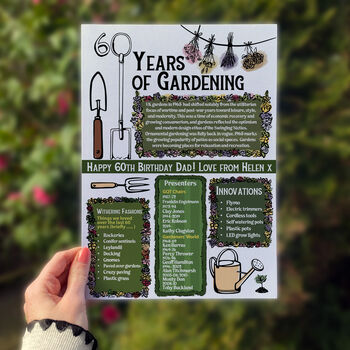 60 Years Of Gardening 60th Birthday Gift Print, 5 of 6
