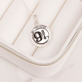 Harry Potter Sterling Silver Platform Nine Three/Four Necklace With Crystals, 3 of 7
