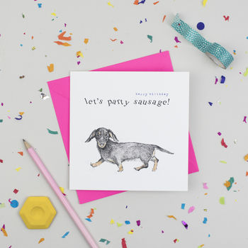 'Party Sausage' Birthday Card, 2 of 3
