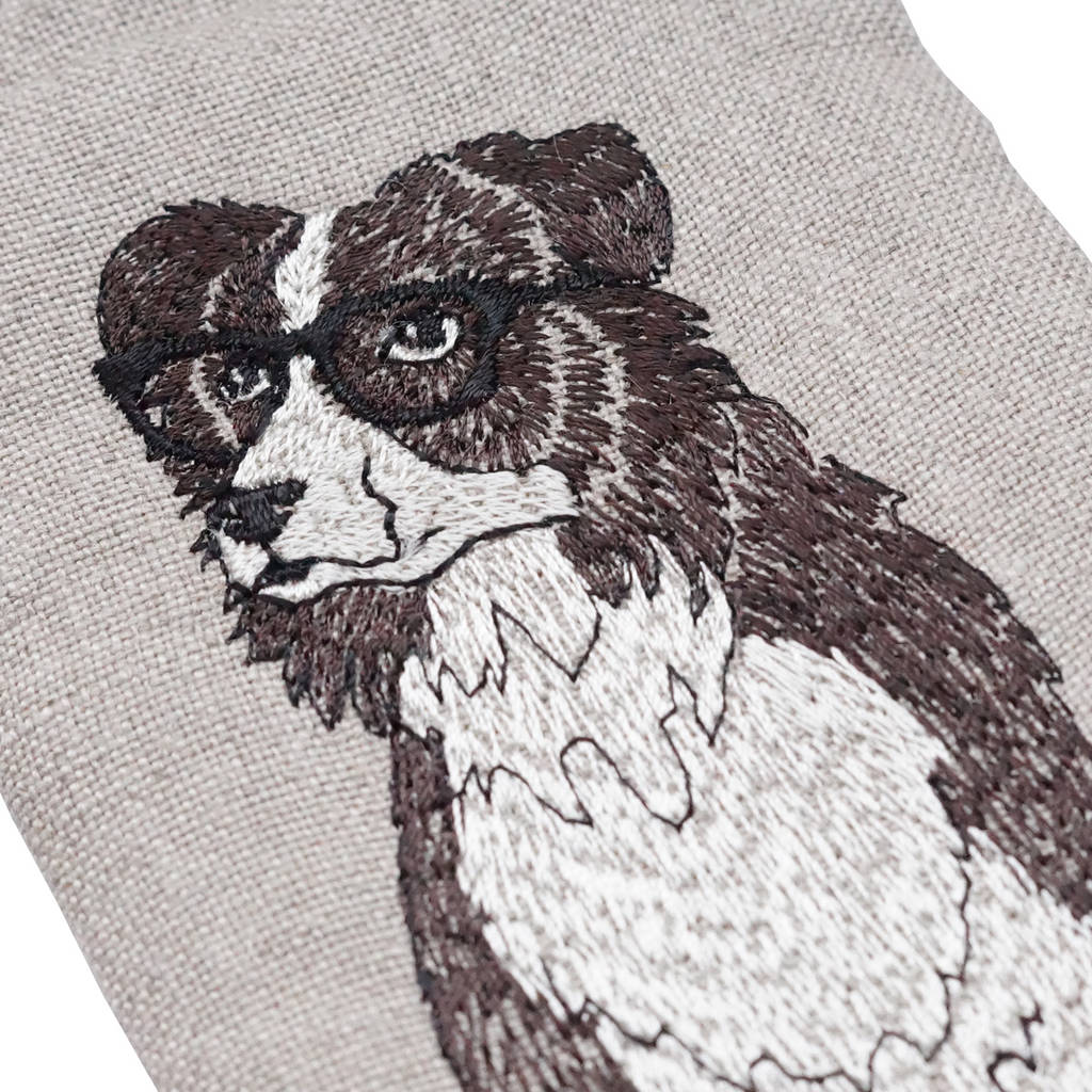 Embroidered Border Collie Glasses Case By Kate Sproston Design