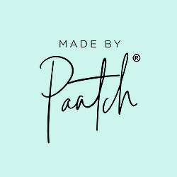 Made By Paatch logo with black font on a plain light blue background