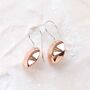 Sterling Silver Rose Gold Button Drop Earrings, thumbnail 1 of 6
