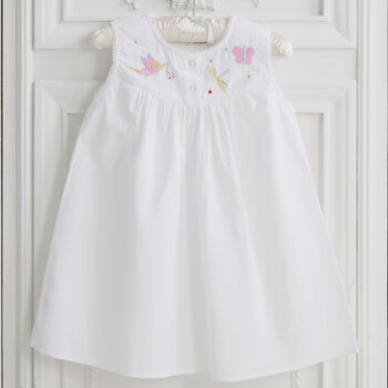 Girl's White Cotton Dragonfly Nightdress, 4 of 5
