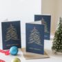 Gold Glitter Tree Christmas Cards Pack, thumbnail 1 of 5