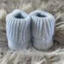 Blue Knitted Baby Booties With Pom Pom, thumbnail 6 of 7