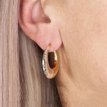 Large Gold Plated Sterling Silver Mixed Metal Hoop Earrings, 2 of 4
