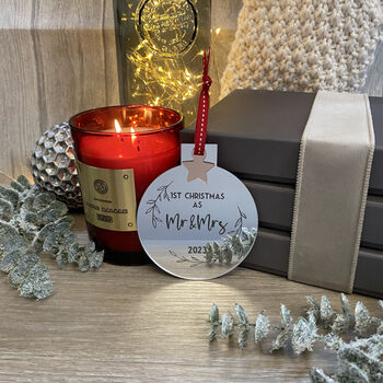 Personailsed Frosted Round Christmas Tree Bauble 23, 4 of 10