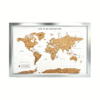 Travel Gifts World Map Cork Board With Pins, 9 of 11