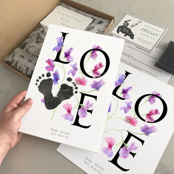 Birth Month Flower Footprint Kit April, Sweetpea, 3 of 4