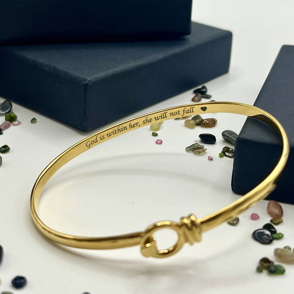 God Is Within Her Gold Vermeil Bangle Bracelet, 1 of 7