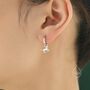 Sterling Silver Cute Horse Dangle Huggie Hoops, thumbnail 2 of 10