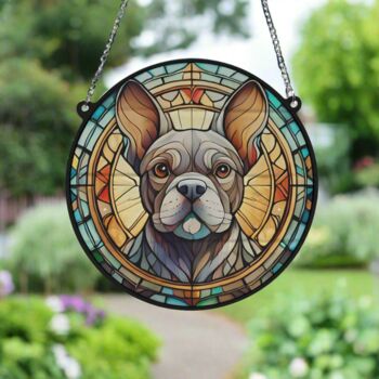 French Bulldog Grey Stained Glass Effect Suncatcher, 2 of 3