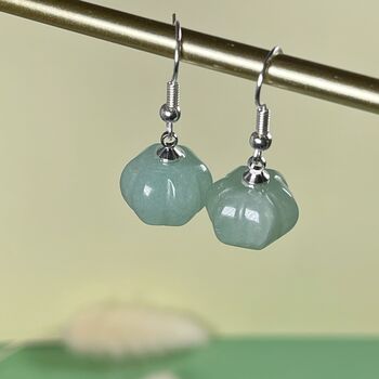 Pumpkin Gemstone Silver Plated Earrings, 3 of 7